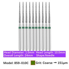 10pc Vakker Friction Grip Diamond Burs Needle Burs for High Speed Handpiece
