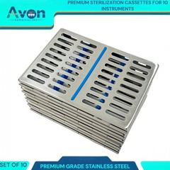 10 DENTAL AUTOCLAVE STERILIZATION CASSETTE RACK BOX TRAY FOR 10 INSTRUMENT