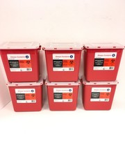 New 6 PACK!! 2 Gallon Sharps Disposable Biohazard Container Red Dynamex 4627