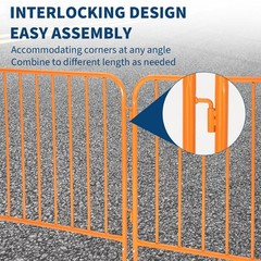 7.5ft Heavy Duty Interlinked Steel Safety Barricade Portable Metal Crowd Control
