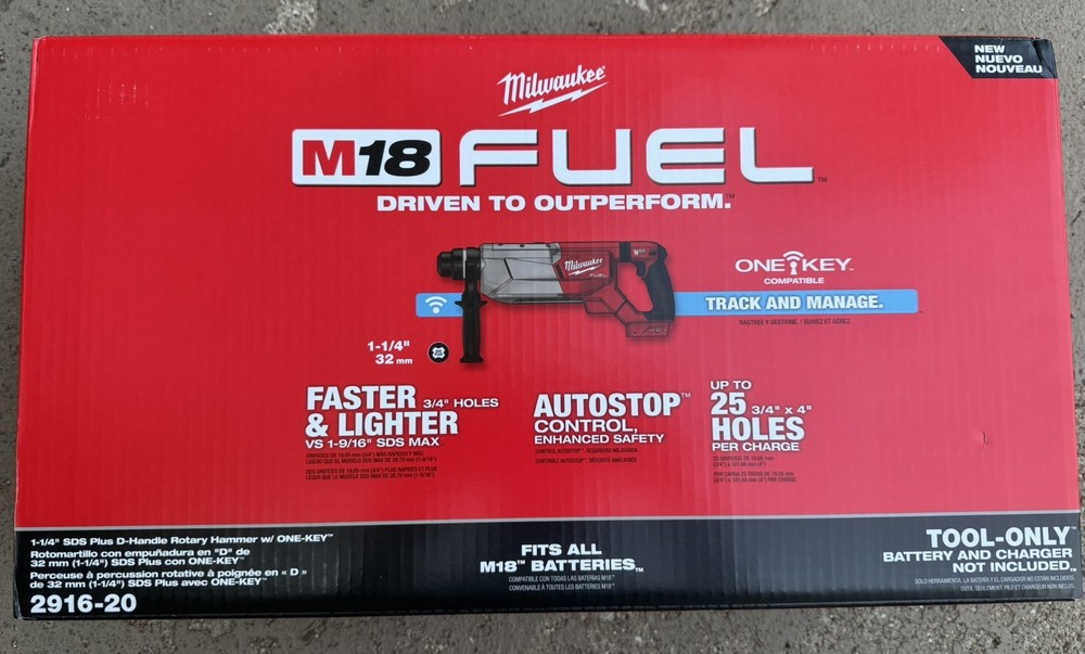 SHIPS FAST! Milwaukee 2916-20 M18 FUEL 1-1/4″ SDS Plus D-Handle Rotary Hammer