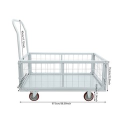 4-in-1 Heavy Duty Platform Truck Cart w/ Cage, Multi-Purpose Push Cart, 13.9in