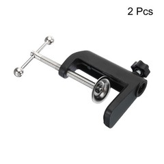 2Pcs 0.49″ Hole Dia. Universal C-Clamp Table Lamp Mic Arm Mount Desk Clamp Black