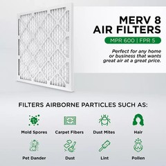 20x24x1 MERV 8 Pleated AC Furnace Air Filters. 6 Pack