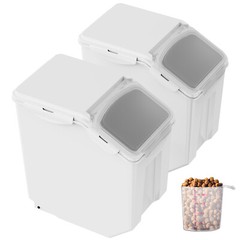 VEVOR 2x15L Ingredient Storage Bin Dog Pet Food Storage Container On Wheel w/Cup