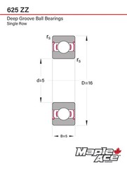 625-ZZ Ball Bearing 5x16x5mm 625 ZZ Metal Shielded (Qty 10)