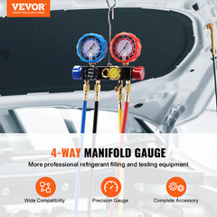 VEVOR AC Manifold Gauge Set 4-Way Fit R134A R12 R410A Refrigeration Charging