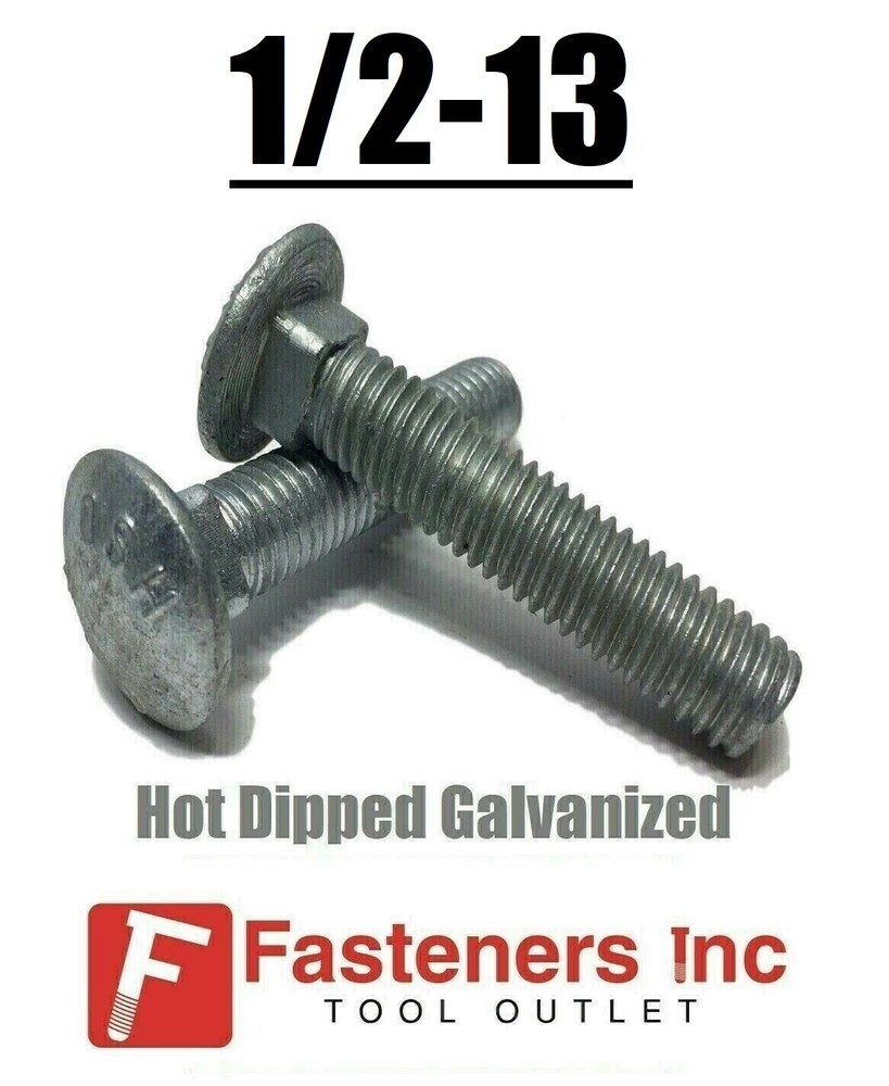 1/2-13 Hot Dipped Galvanized Carriage Bolts Coach Bolts – Select Length & Qty