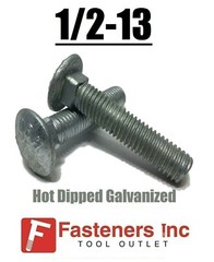 1/2-13 Hot Dipped Galvanized Carriage Bolts Coach Bolts – Select Length & Qty