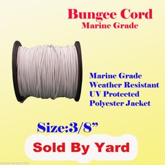 3/8″ x Sold By Yards Premium Marine Grade Bungee Shock Stretch Cord UV White