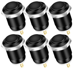 6Pcs 12V Momentary Push Button Switch Waterproof Black Metal 12Mm 1/2′