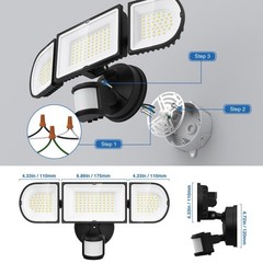 200W Motion Sensor Outdoor Lights, 20000LM LED Flood Lights Outdoor, Wired Se…