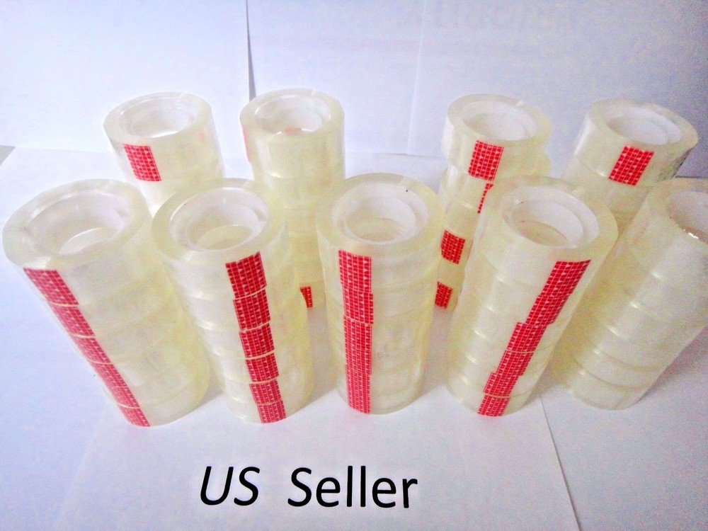 Wholesale 100 Rolls Crystal Clear Transparent Tape Dispenser Refill 3/4″x1000″