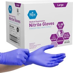 Powder-Free Nitrile Exam Gloves Large Large Pack of 100