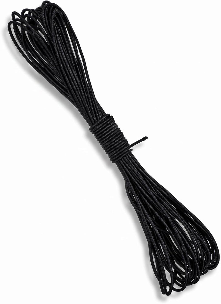 2Mm Black Elastic Cord 1/8 Inch, 40Ft (13 Yards) Nylon Shock Cord | Heavy Duty B