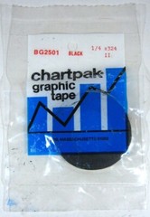Black Chartpak Graphic Tape BG2501 / BG2501M 1/4” x 324 New Old Stock 5 Packages