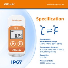 Elitech RC-5+Temperature Recorder Vaccine Temp Monitor Data logger PDF Report