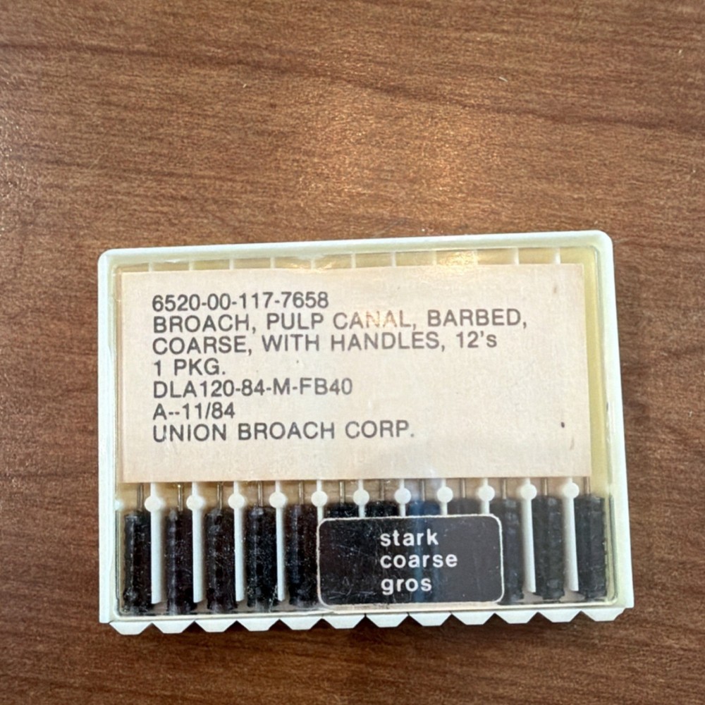 Union Broach Corp. Barbed Broach Pulp Canal Coarse 12 Pack DLA120-84-M-FB40