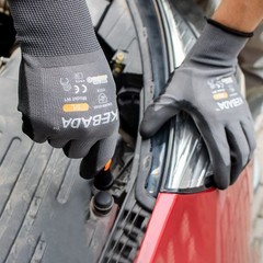 Kebada W1 Work Gloves for Men and Women, PU Coated Safety Large, Light Grey