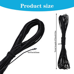 2Mm Black Elastic Cord 1/8 Inch, 40Ft (13 Yards) Nylon Shock Cord | Heavy Duty B