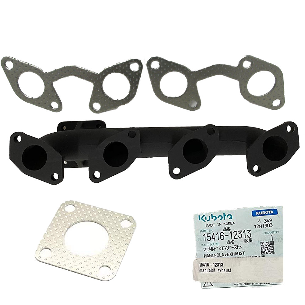 Genuine OEM Kubota Exhaust Manifold 15416-12313 with Gaskets for Bobcat V2203