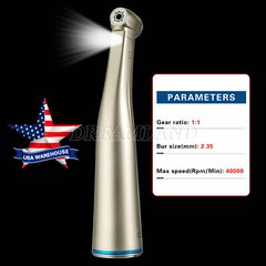 Dental Contra Angle Handpiece 1:1 LED Fiber Optic Low Speed φ2.35mm USA