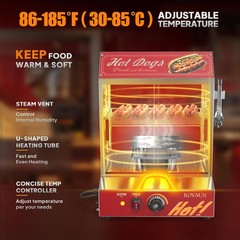 ROVSUN 500W Commercial Hot Dog Steamer 2 Tier Electric Bun Warmer W/Slide Doors