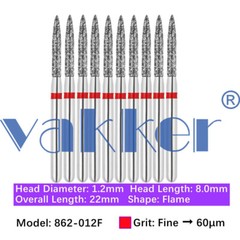 10pc Dental Diamond Burs for HighSpeed Handpiece Medium Super Fine Friction Grip