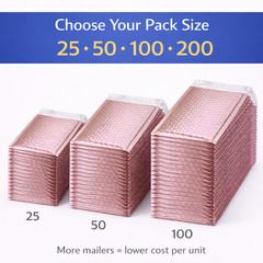 Matte Rose Gold Poly Bubble Mailers #2 8.5×12 Padded Envelopes 25 50 100 200