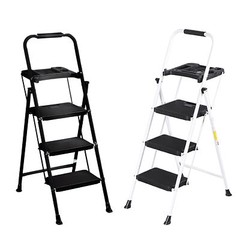 Durable Metal Step Ladder Features Automatic Locking Buckle And Non Slip Handles
