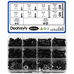 Deohsyly 381Pcs Machine Screws Nuts and Bolts Assortment Kit, #632/#832/#1024…