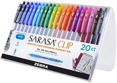 20 Count Zebra Sarasa Clip Gel Pens Assorted Colors 0.5mm Fine Point
