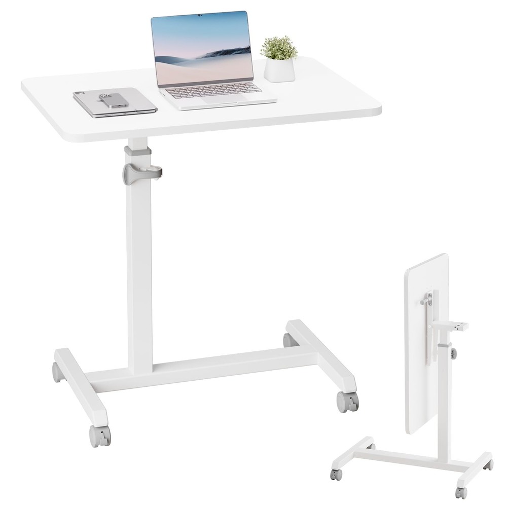 GTPLAYER Small Standing Desk, 24 Inches Mobile Foldable Rolling Laptop PC Tab…