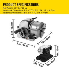 BS-0 Precision Dividing Head With 5″ 3-jaw Chuck STRUCTUAL DURABILITIES NEWEST