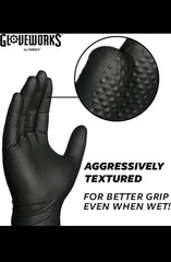 Box of 10 GLOVEWORKS Industrial Black Disposable Nitrile Gloves 6 Mil L Large
