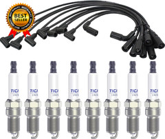 Spark Plugs and Wires Compatible with Chevy 5.7L 4.3L 5.0L, 41-993 Iridium Spark