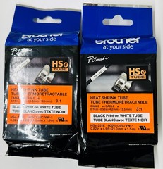 New Genuine Brother P-Touch HSe-251E 2PK 21mm-1.5m Black on White Tape