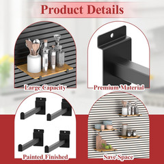 12 Inch Black Slatwall Shelf Bracket, 12 Pcs Metal Slat Wall Shelves Accessories