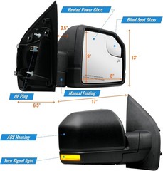 Passenger Side Mirrors for Ford F150 2015 2016 2017 2018 2019 2020，Right Side Vi
