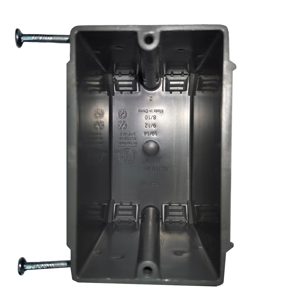 1-Gang New Work Electrical Box 20 Cu In PVC Gray ETL Nail-On Switch/Outlet