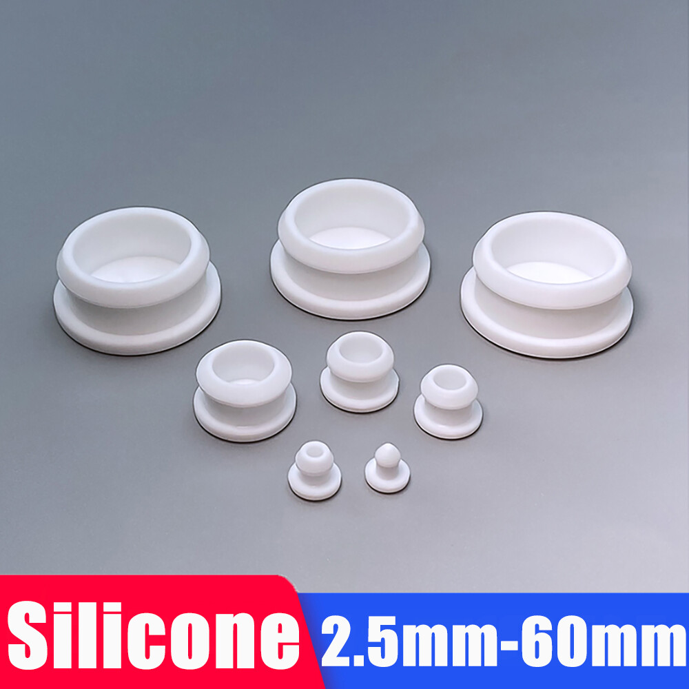 White Snap-On Hole Plug Silicone Rubber Blanking Seal Bung Pipe Tube 2.5mm-60mm