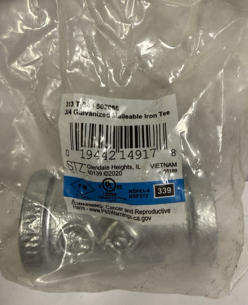 Stz Galvanized Malleable iron Tee 3/4 “-313 T-34 / 502086