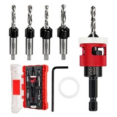 5X1/8-3/16″Countersink Drill Bit Set 82° Woodworking Chamfer Tool 1/4″ Hex Shank