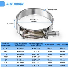 SEKSUALA 16Pack 2.5″ T Bolt Hose Clamps – 304 2.75 – 3.07 inches, 16pack