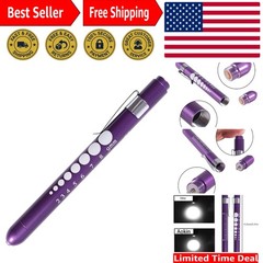 Professional LED Medical Pen Light with Pupil Gauge – Lightweight Purple Design