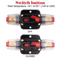 2 Piece 80a Audio Inline Circuit Breaker 12v With Manual Reset80 Amp Inline Fuse