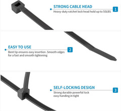18 Inch Black Large Zip Ties Heavy Duty 50 Pack, 330 LBS Ultra Exclusive Strong