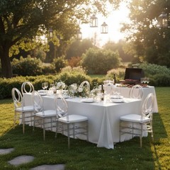 Set of 3 Crystal Clear Acrylic Chiavari Wedding Chairs with Cushions for Event