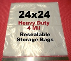 5 VERY LARGE 24”x 24” Clear Reclosable 4 MIL HEAVY DUTY Storage Bags