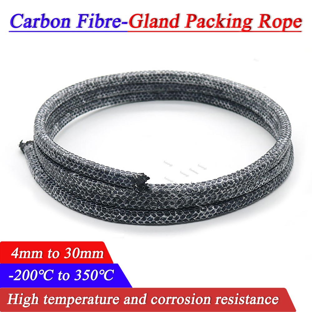 Carbon Fibre Gland Packing Braided Rope Seal Pump & Valve Square 4mm to 30mm
